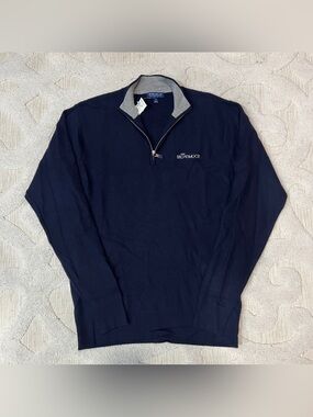 Peter Millar Sweater Mens Medium Navy Blue 1/4 Quarter Zip Cashmere Silk Crown